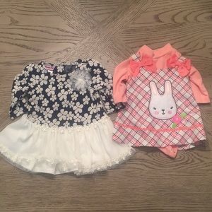 Two adorable long sleeved dresses- Sz 0-3mo